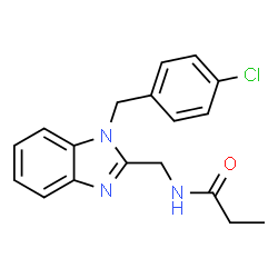 ChemSpider 2D Image | N-{[1-(4-Chlorobenzyl)-1H-benzimidazol-2-yl]methyl}propanamide | C18H18ClN3O