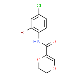 ChemSpider 2D Image | N-(2-Bromo-4-chlorophenyl)-5,6-dihydro-1,4-dioxine-2-carboxamide | C11H9BrClNO3