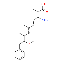 ChemSpider 2D Image | 3-Amino-9-methoxy-2,6,8-trimethyl-10-phenyl-4,6-decadienoic acid | C20H29NO3