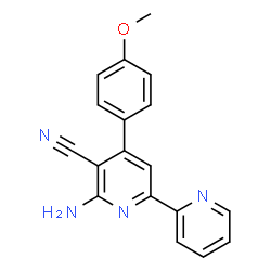 ChemSpider 2D Image | 6-Amino-4-(4-methoxyphenyl)-2,2'-bipyridine-5-carbonitrile | C18H14N4O