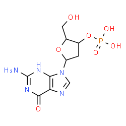 ChemSpider 2D Image | 2-Amino-9-(2-deoxy-3-O-phosphonopentofuranosyl)-3,9-dihydro-6H-purin-6-one | C10H14N5O7P
