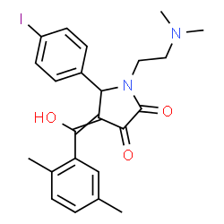 ChemSpider 2D Image | 1-[2-(Dimethylamino)ethyl]-4-[(2,5-dimethylphenyl)(hydroxy)methylene]-5-(4-iodophenyl)-2,3-pyrrolidinedione | C23H25IN2O3