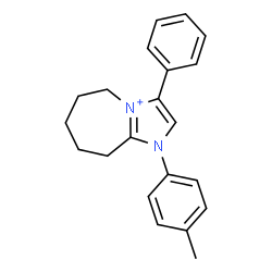 ChemSpider 2D Image | 1-(4-Methylphenyl)-3-phenyl-1,5,6,7,8,9-hexahydroimidazo[1,2-a]azepin-4-ium | C21H23N2