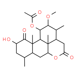 ChemSpider 2D Image | 2-Hydroxy-12-methoxy-1,16-dioxopicrasan-11-yl acetate | C23H34O7