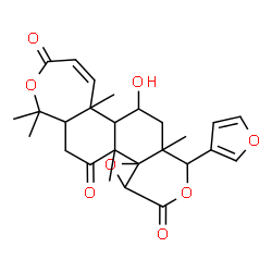 ChemSpider 2D Image | 8-(3-Furyl)-6-hydroxy-1,1,5a,7a,11b-pentamethyl-5b,6,7,7a,8,11b,13,13a-octahydrooxireno[4,4a]isochromeno[6,5-g][2]benzoxepine-3,10,12(1H,5aH,10aH)-trione | C26H30O8