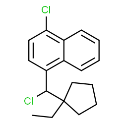 ChemSpider 2D Image | 1-Chloro-4-[chloro(1-ethylcyclopentyl)methyl]naphthalene | C18H20Cl2