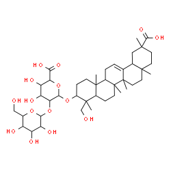 ChemSpider 2D Image | 23,29-Dihydroxy-29-oxoolean-12-en-3-yl 2-O-hexopyranosylhexopyranosiduronic acid | C42H66O15