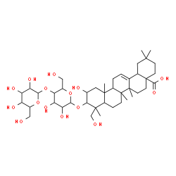 ChemSpider 2D Image | 3-[(4-O-Hexopyranosylhexopyranosyl)oxy]-2,23-dihydroxyolean-12-en-28-oic acid | C42H68O15