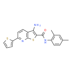ChemSpider 2D Image | 3-Amino-N-(2,4-dimethylphenyl)-6-(2-thienyl)thieno[2,3-b]pyridine-2-carboxamide | C20H17N3OS2