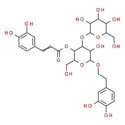 ChemSpider 2D Image | 2-(3,4-Dihydroxyphenyl)ethyl 4-O-[3-(3,4-dihydroxyphenyl)acryloyl]-3-O-hexopyranosylhexopyranoside | C29H36O16