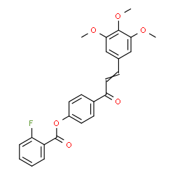 ChemSpider 2D Image | 4-[3-(3,4,5-Trimethoxyphenyl)acryloyl]phenyl 2-fluorobenzoate | C25H21FO6