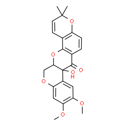 ChemSpider 2D Image | 7a-Hydroxy-9,10-dimethoxy-3,3-dimethyl-13,13a-dihydro-3H-chromeno[3,4-b]pyrano[2,3-h]chromen-7(7aH)-one | C23H22O7