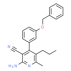 ChemSpider 2D Image | 2-Amino-4-[3-(benzyloxy)phenyl]-6-methyl-5-propylnicotinonitrile | C23H23N3O
