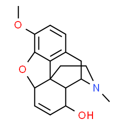 ChemSpider 2D Image | 3-Methoxy-17-methyl-6,7-didehydro-4,5-epoxymorphinan-8-ol | C18H21NO3