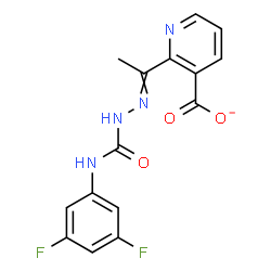 ChemSpider 2D Image | 2-{N-[(3,5-Difluorophenyl)carbamoyl]ethanehydrazonoyl}nicotinate | C15H11F2N4O3