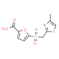 ChemSpider 2D Image | 5-{[(4-Methyl-1,3-thiazol-2-yl)methyl]sulfonyl}-2-furoic acid | C10H9NO5S2