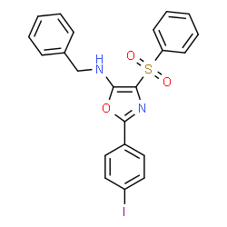 ChemSpider 2D Image | N-Benzyl-2-(4-iodophenyl)-4-(phenylsulfonyl)-1,3-oxazol-5-amine | C22H17IN2O3S