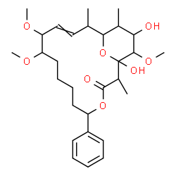 ChemSpider 2D Image | 1,17-Dihydroxy-10,11,18-trimethoxy-2,14,16-trimethyl-5-phenyl-4,19-dioxabicyclo[13.3.1]nonadec-12-en-3-one | C29H44O8
