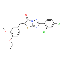 ChemSpider 2D Image | 2-(2,4-Dichlorophenyl)-5-(4-ethoxy-3-methoxybenzylidene)[1,3]thiazolo[3,2-b][1,2,4]triazol-6(5H)-one | C20H15Cl2N3O3S