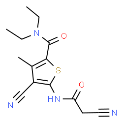 ChemSpider 2D Image | 4-Cyano-5-(2-cyanoacetamido)-N,N-diethyl-3-methylthiophene-2-carboxamide | C14H16N4O2S