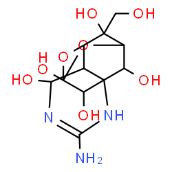 ChemSpider 2D Image | 3-Amino-14-(hydroxymethyl)-8,10-dioxa-2,4-diazatetracyclo[7.3.1.1~7,11~.0~1,6~]tetradec-3-ene-5,9,12,13,14-pentol | C11H17N3O8