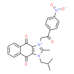ChemSpider 2D Image | 1-Isobutyl-2-methyl-3-[2-(4-nitrophenyl)-2-oxoethyl]-4,9-dioxo-4,9-dihydro-1H-naphtho[2,3-d]imidazol-3-ium | C24H22N3O5