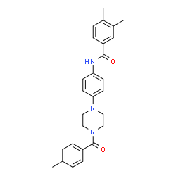 ChemSpider 2D Image | 3,4-Dimethyl-N-{4-[4-(4-methylbenzoyl)-1-piperazinyl]phenyl}benzamide | C27H29N3O2
