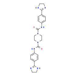 ChemSpider 2D Image | N,N'-Bis[4-(4,5-dihydro-1H-imidazol-2-yl)phenyl]-1,4-piperazinedicarboxamide | C24H28N8O2