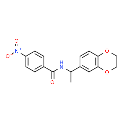 ChemSpider 2D Image | N-[1-(2,3-Dihydro-1,4-benzodioxin-6-yl)ethyl]-4-nitrobenzamide | C17H16N2O5
