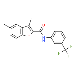 ChemSpider 2D Image | 3,5-Dimethyl-N-[3-(trifluoromethyl)phenyl]-1-benzofuran-2-carboxamide | C18H14F3NO2