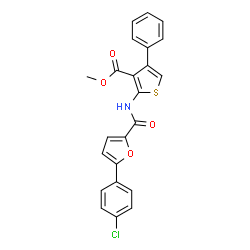 ChemSpider 2D Image | Methyl 2-{[5-(4-chlorophenyl)-2-furoyl]amino}-4-phenyl-3-thiophenecarboxylate | C23H16ClNO4S