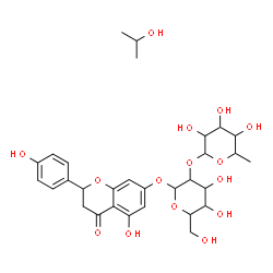 ChemSpider 2D Image | 5-Hydroxy-2-(4-hydroxyphenyl)-4-oxo-3,4-dihydro-2H-chromen-7-yl 2-O-(6-deoxyhexopyranosyl)hexopyranoside - 2-propanol (1:1) | C30H40O15