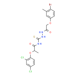 ChemSpider 2D Image | N-({2-[(4-Bromo-3-methylphenoxy)acetyl]hydrazino}carbonothioyl)-2-(2,4-dichlorophenoxy)propanamide | C19H18BrCl2N3O4S