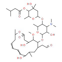 ChemSpider 2D Image | 6-{[6-{[4,10-Dihydroxy-5-methoxy-9,16-dimethyl-2-oxo-7-(2-oxoethyl)oxacyclohexadeca-11,13-dien-6-yl]oxy}-4-(dimethylamino)-5-hydroxy-2-methyltetrahydro-2H-pyran-3-yl]oxy}-4-hydroxy-2,4-dimethyltetrahy
dro-2H-pyran-3-yl 3-methylbutanoate | C40H67NO14