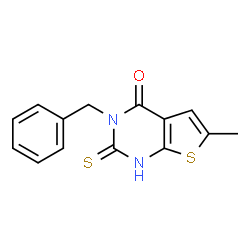 ChemSpider 2D Image | 3-Benzyl-6-methyl-2-thioxo-2,3-dihydrothieno[2,3-d]pyrimidin-4(1H)-one | C14H12N2OS2