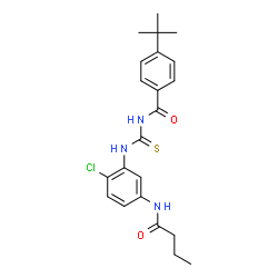 ChemSpider 2D Image | N-{[5-(Butyrylamino)-2-chlorophenyl]carbamothioyl}-4-(2-methyl-2-propanyl)benzamide | C22H26ClN3O2S