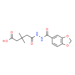 ChemSpider 2D Image | 5-[2-(1,3-Benzodioxol-5-ylcarbonyl)hydrazino]-3,3-dimethyl-5-oxopentanoic acid | C15H18N2O6