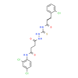 ChemSpider 2D Image | 4-(2-{[3-(2-Chlorophenyl)acryloyl]carbamothioyl}hydrazino)-N-(2,4-dichlorophenyl)-4-oxobutanamide | C20H17Cl3N4O3S