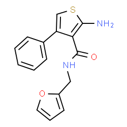 ChemSpider 2D Image | 2-Amino-N-(2-furylmethyl)-4-phenyl-3-thiophenecarboxamide | C16H14N2O2S