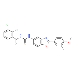 ChemSpider 2D Image | 2,3-Dichloro-N-{[2-(3-chloro-4-methoxyphenyl)-1,3-benzoxazol-5-yl]carbamothioyl}benzamide | C22H14Cl3N3O3S