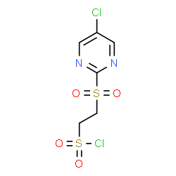 ChemSpider 2D Image | 2-[(5-Chloro-2-pyrimidinyl)sulfonyl]ethanesulfonyl chloride | C6H6Cl2N2O4S2