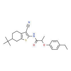 ChemSpider 2D Image | N-[3-Cyano-6-(2-methyl-2-propanyl)-4,5,6,7-tetrahydro-1-benzothiophen-2-yl]-2-(4-ethylphenoxy)propanamide | C24H30N2O2S
