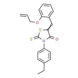 ChemSpider 2D Image | 5-[2-(Allyloxy)benzylidene]-3-(4-ethylphenyl)-2-thioxo-1,3-thiazolidin-4-one | C21H19NO2S2