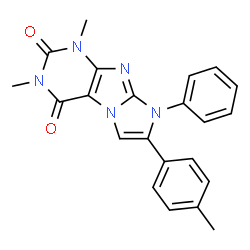 ChemSpider 2D Image | 1,3-Dimethyl-7-(4-methylphenyl)-8-phenyl-1H-imidazo[2,1-f]purine-2,4(3H,8H)-dione | C22H19N5O2