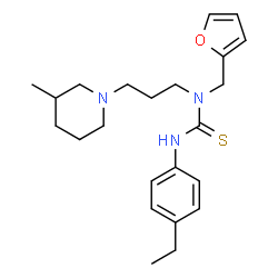 ChemSpider 2D Image | 3-(4-Ethylphenyl)-1-(2-furylmethyl)-1-[3-(3-methyl-1-piperidinyl)propyl]thiourea | C23H33N3OS