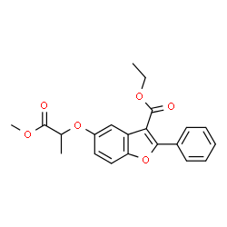 ChemSpider 2D Image | Ethyl 5-[(1-methoxy-1-oxo-2-propanyl)oxy]-2-phenyl-1-benzofuran-3-carboxylate | C21H20O6