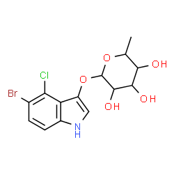 ChemSpider 2D Image | 5-Bromo-4-chloro-1H-indol-3-yl 6-deoxyhexopyranoside | C14H15BrClNO5