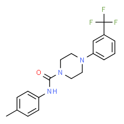 ChemSpider 2D Image | N-(4-Methylphenyl)-4-[3-(trifluoromethyl)phenyl]-1-piperazinecarboxamide | C19H20F3N3O