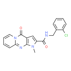 ChemSpider 2D Image | N-(2-Chlorobenzyl)-1-methyl-4-oxo-1,4-dihydropyrido[1,2-a]pyrrolo[2,3-d]pyrimidine-2-carboxamide | C19H15ClN4O2