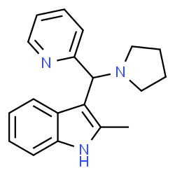 ChemSpider 2D Image | 2-Methyl-3-[2-pyridinyl(1-pyrrolidinyl)methyl]-1H-indole | C19H21N3